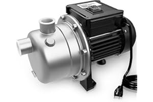 LANCHEZ 1/2 HP Portable Shallow Well Garden Pump, 1200 GPH Stainless Steel Sprinkler Pump, 115V Water Transfer for Garden Draining and Lawn Irrigation