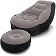 INTEX 68564EP Ultra Lounge Inflatable Chair: Built-in Cupholder – Ottoman Foot Rest – 2-in-1 Valve – Flocked Construction – 2