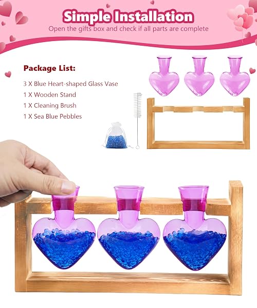 NACOME PLANT TERRARIUM PROPAGATION STATIONS: MOTHERS DAY GIFTS FOR MOM PLANT LOVERS WOMEN WIFE DAUGHTER – 3 BULB GLASS VASE WITH WOODEN STAND TABLETOP FOR HYDROPONICS HOME GARDEN DECOR(PURPLE)