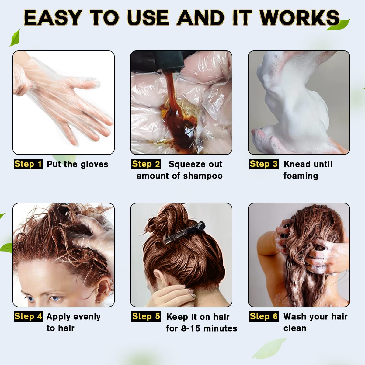 IIIMEIDU Hair Dye Shampoo 3 in 1 for Gray, Black Hair, Herbal Ingredients for Women Men, Grey Coverage 500ml (Chestnut)