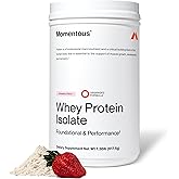 Momentous Essential Grass-Fed Whey Protein Powder - 20 g Whey Isolate Protein - NSF Certified for Sport - Gluten-Free - 25 Servings for Essential Everyday Use - Strawberry - Package May Vary