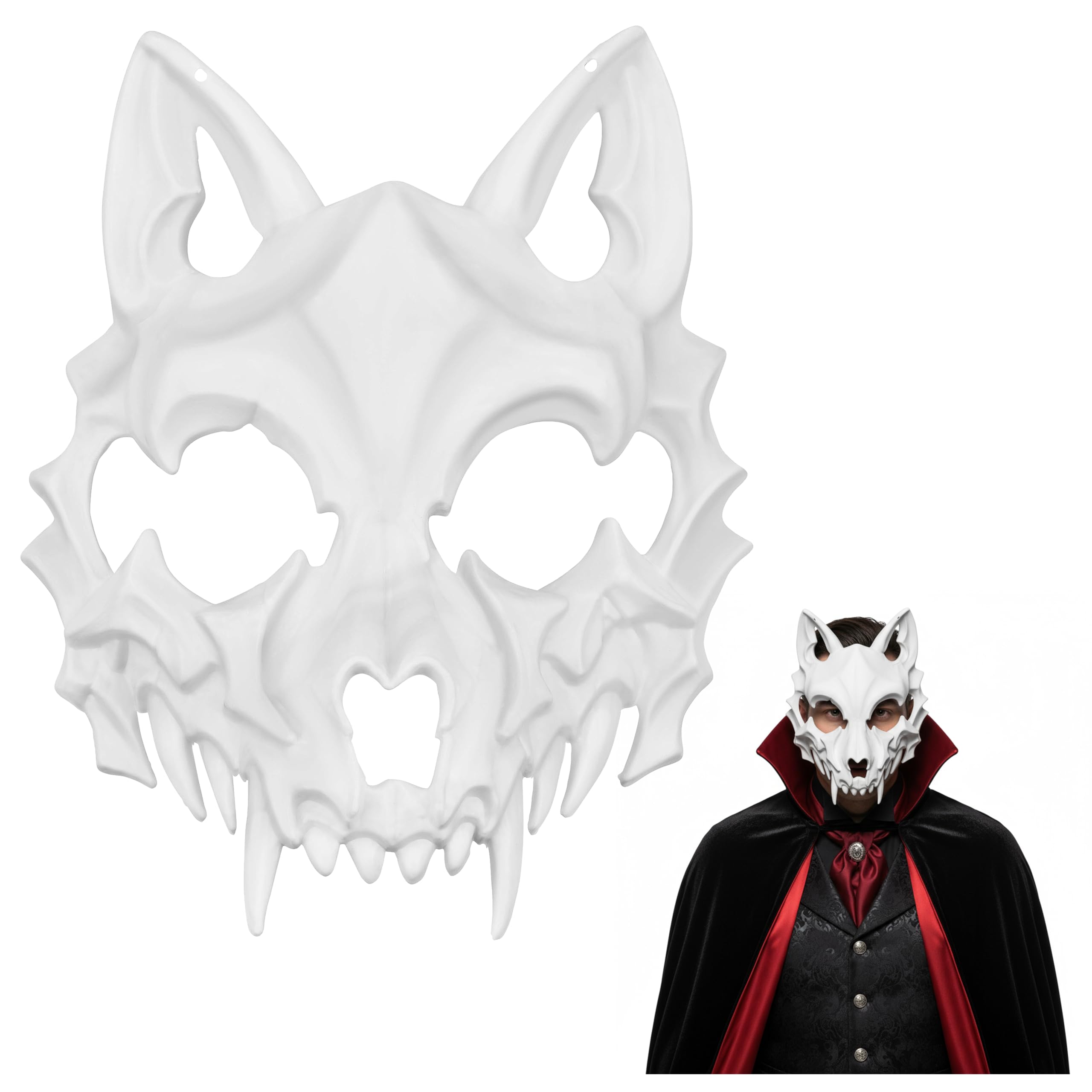 Balinco Skeleton Mask Halloween, Wolf Skull Eye Mask, Horror, Unisex-Adults