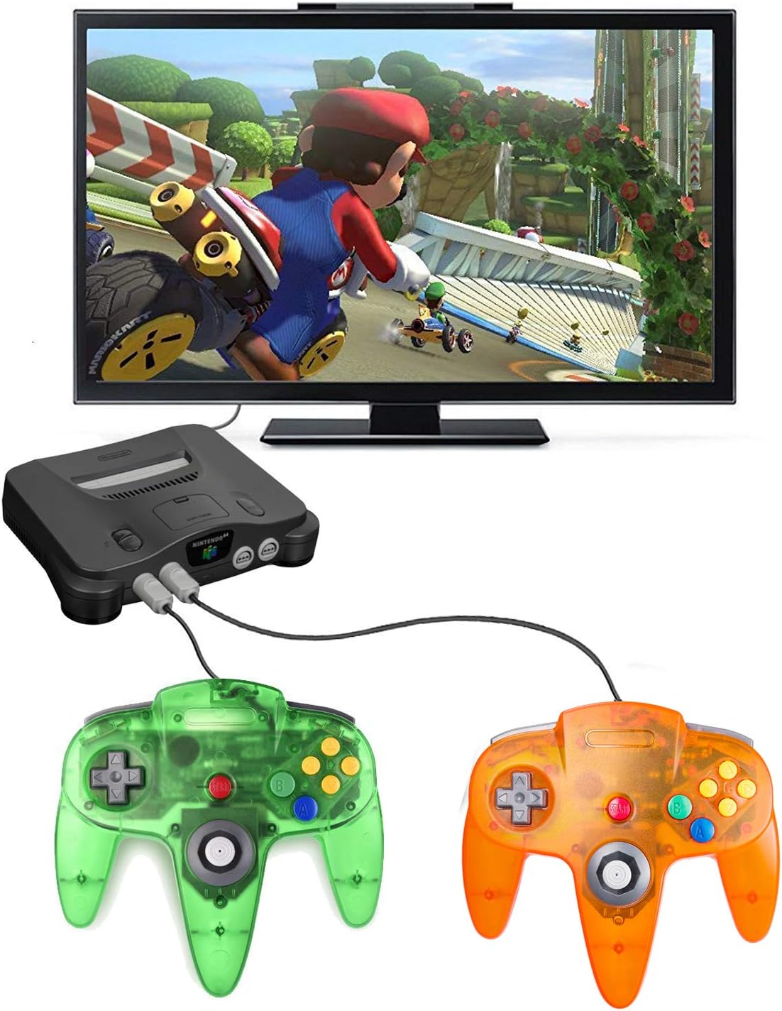 miadore 2 Packs Classic 64 Wired Controller Joystick for N64 Video Game System N64 Console (Jungle Green and Orange): Computers & Accessories