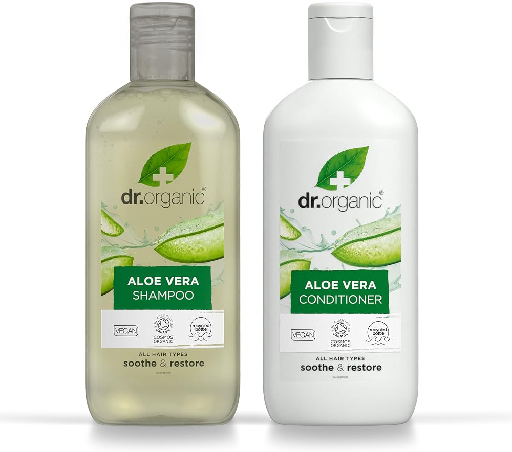 Dr Organic Aloe Vera Shampoo & Conditioner Set with Travel Bag 265ml