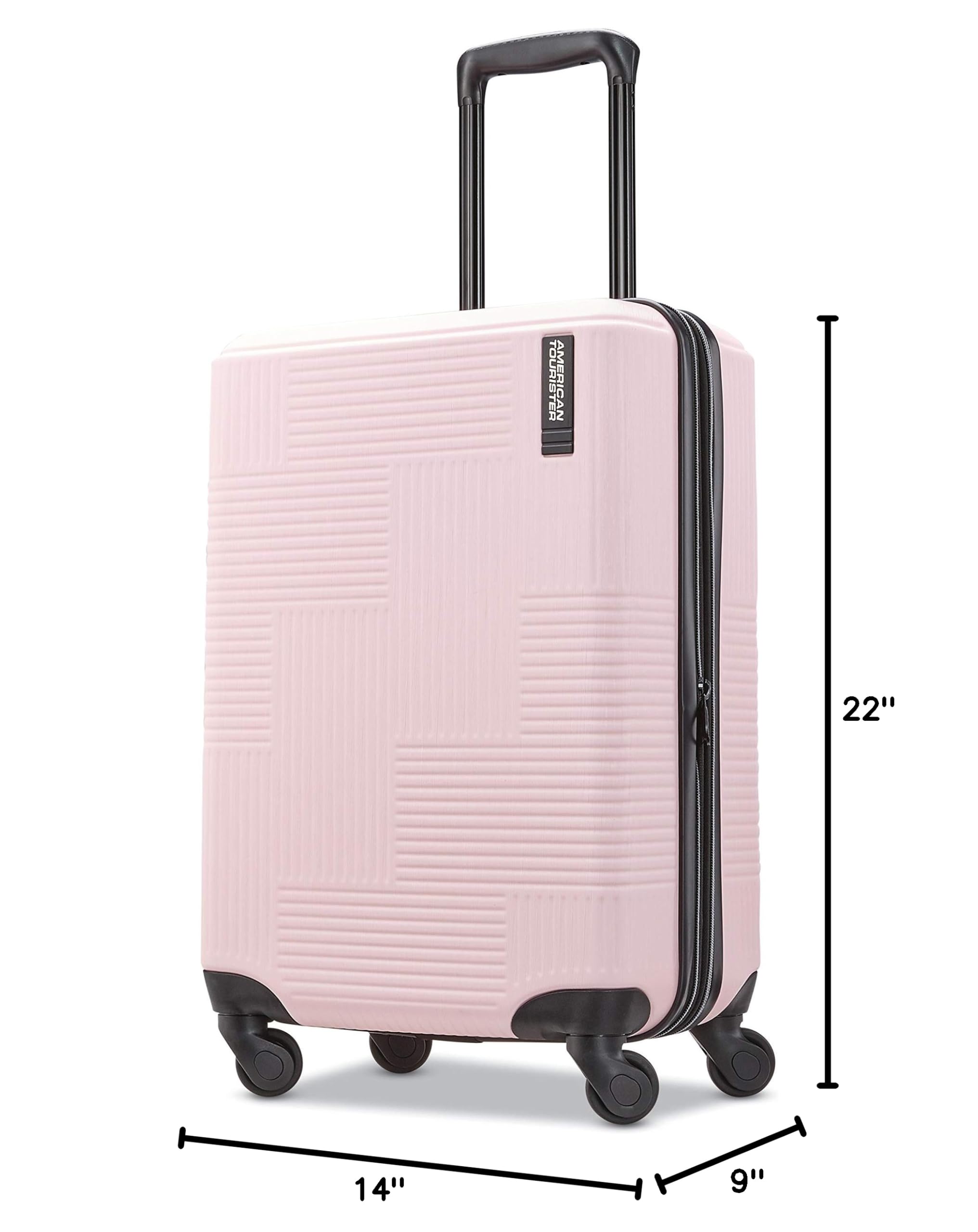 American Tourister Stratum XLT Expandable Hardside Luggage with Spinner Wheels, Pink Blush, Carry-On 21-Inch