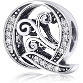 BISAER 925 Sterling Silver Initial Letter A-Z Charms for Bracelets Alphabet Beads Charm Jewelry Gifts