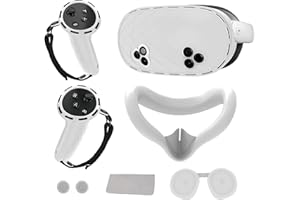 6-in-1 Silicone Cover Set for Meta Quest 3s Accessories, Juylay VR Protective Cover Accessories for Oculus Quest 3S with Facial Interface, Shell Cover, Controller Grip Cover, Joystick Caps,White