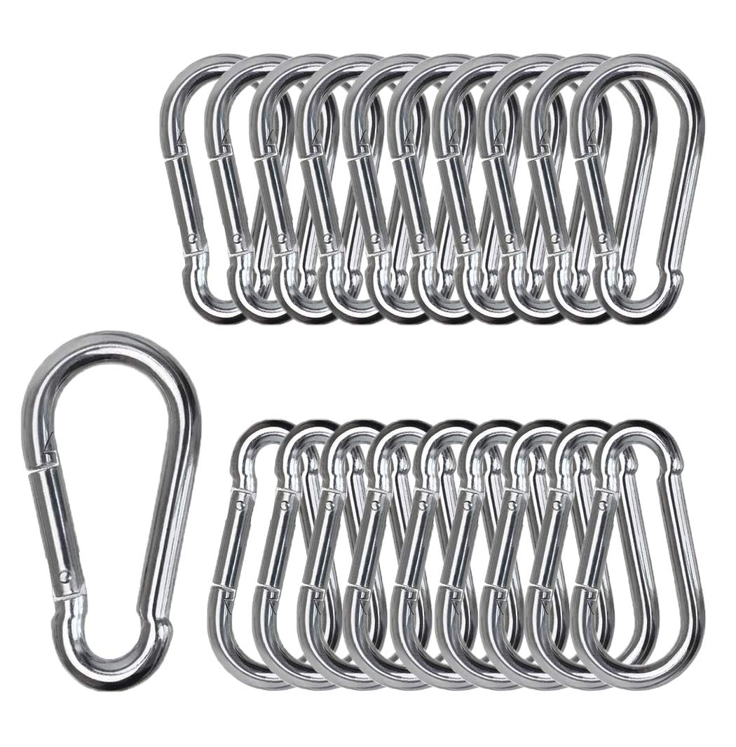 Spring Snap Hook Carabiner Clip - MissZM, Steel Stainless Keyring for Backpack Outdoor Camping Hiking Kid Swing Traveling Fishing, Waterproof Rustproof Strong Durable (20,M4)
