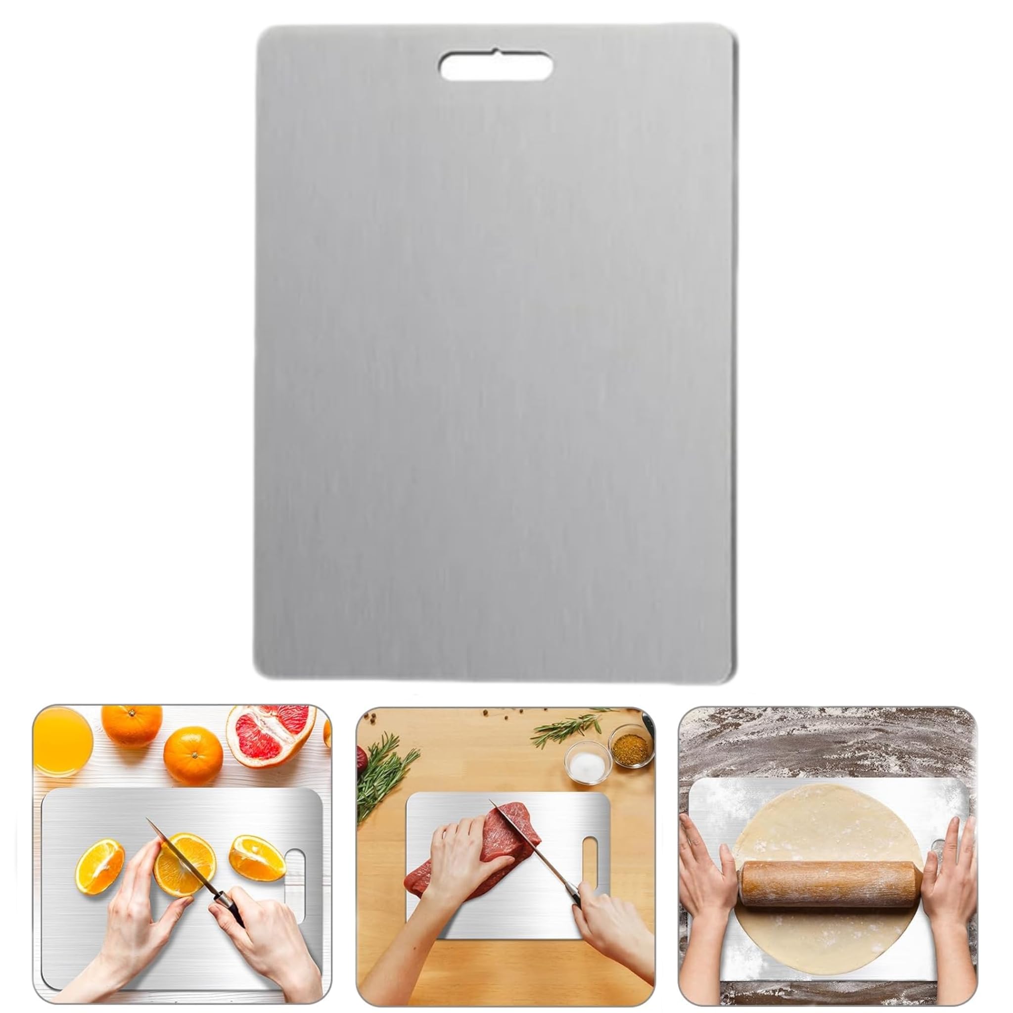 Will Like 304 Stainless Steel Chopping Boards Stainless Steel Kitchen Accessories Chopping Boards Dishwasher Safe (29 x 20 cm)