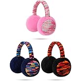 Fourluoo 3 Pcs Winter Earmuffs for Kids Outdoor Warm Furry Knitted Ear Warmers Soft Plush Comfortable for Boys Girls