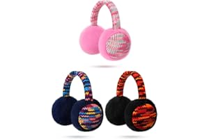 Fourluoo 3 Pcs Winter Earmuffs for Kids Outdoor Furry Knitted Ear Warmers for Boys Girls