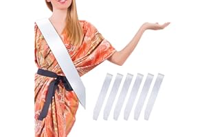 MDOZQ 6 Pcs Sash Blank Satin Sash Party Favors White Sash Plain Sash Bridal Shower Decorations Sashes for Birthday, Wedding, Graduation, DIY, Beauty Pageant, Hen Party, Homecoming, Make Your Own Sash