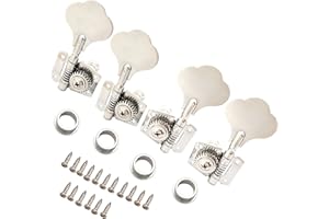 SDWU&TONG Electric Bass Tuners Machine Heads 4 string Vintage Open Geared Tuning Pegs Locking Keys 2R+2L for Electric Jazz Guitar Bass P Bass Chrome 4PCS