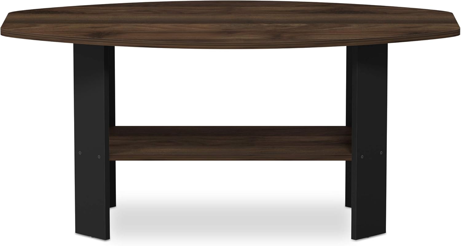 FURINNO Simplistic End Table, Columbia Walnut/Black & Simple Design Coffee Table, Columbia Walnut/Black: Furniture & Decor