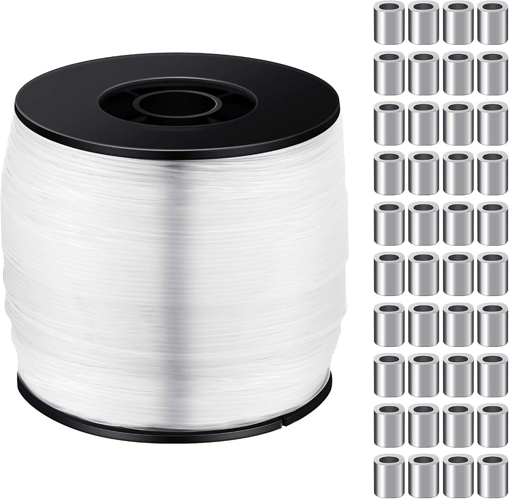 Sumind Clear Picture Hanging Wire 0.8mm 100 lb 656 ft with Aluminum Crimp