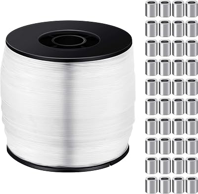 Sumind Clear Picture Hanging Wire 0.8mm 100 lb 656 ft with Aluminum Crimp
