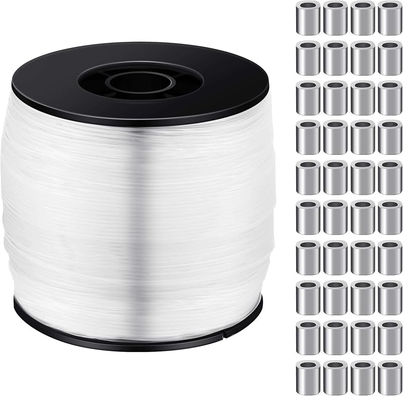 Sumind Clear Picture Hanging Wire 0.8mm 100 lb 656 ft with Aluminum Crimp
