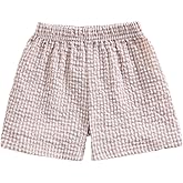 Doqcey Toddler Unisex Plaid Summer Gingham Shorts Elastic Waist Beach Shorts Bottoms Boxers Streetwear