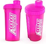 Freak Athletics Protein Shaker Bottle 700ml Premium BPA Free Pink Transparent view 4