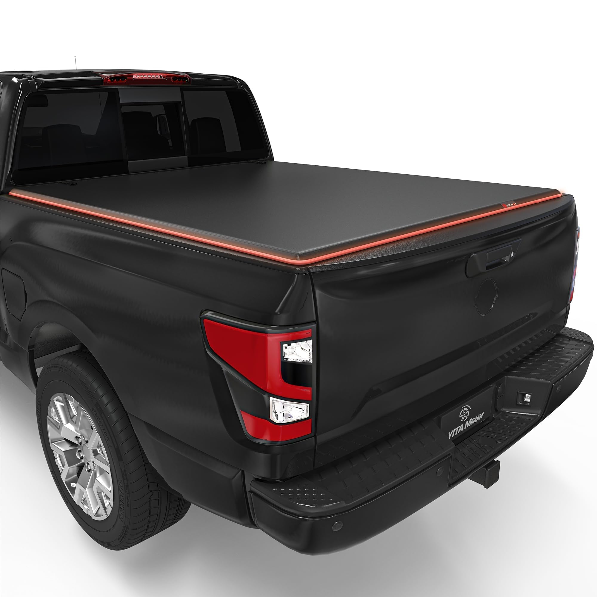 YITAMOTOR Soft Tri-fold Truck Bed Tonneau Cover Compatible with 2005-2025 Nissan Frontier(NO México) 5ft Bed, Reflective Strip Style Image