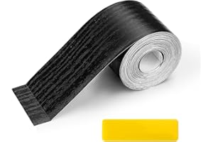 Roucerlin Black Wood Grain Wallpaper Border, Waterproof PVC Mirror Frame Peel and Stick, Self Adhesive Removable Mirror Trim 