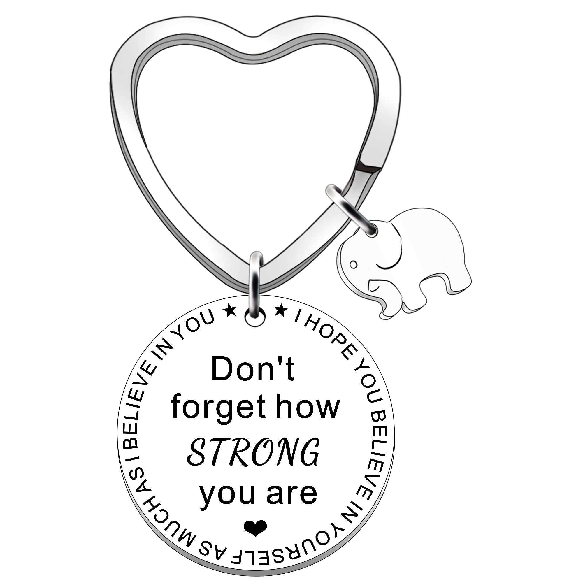 SDOFY Inspirational Keyring for Women Don't Forget How Strong You are Elephant Keychain Gifts Friendship Birthday Christmas Gifts