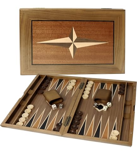 30 Fichas De Madera De Olivo Para Backgammon – Hechas A Mano En Grecia, Color Natural Y Verde