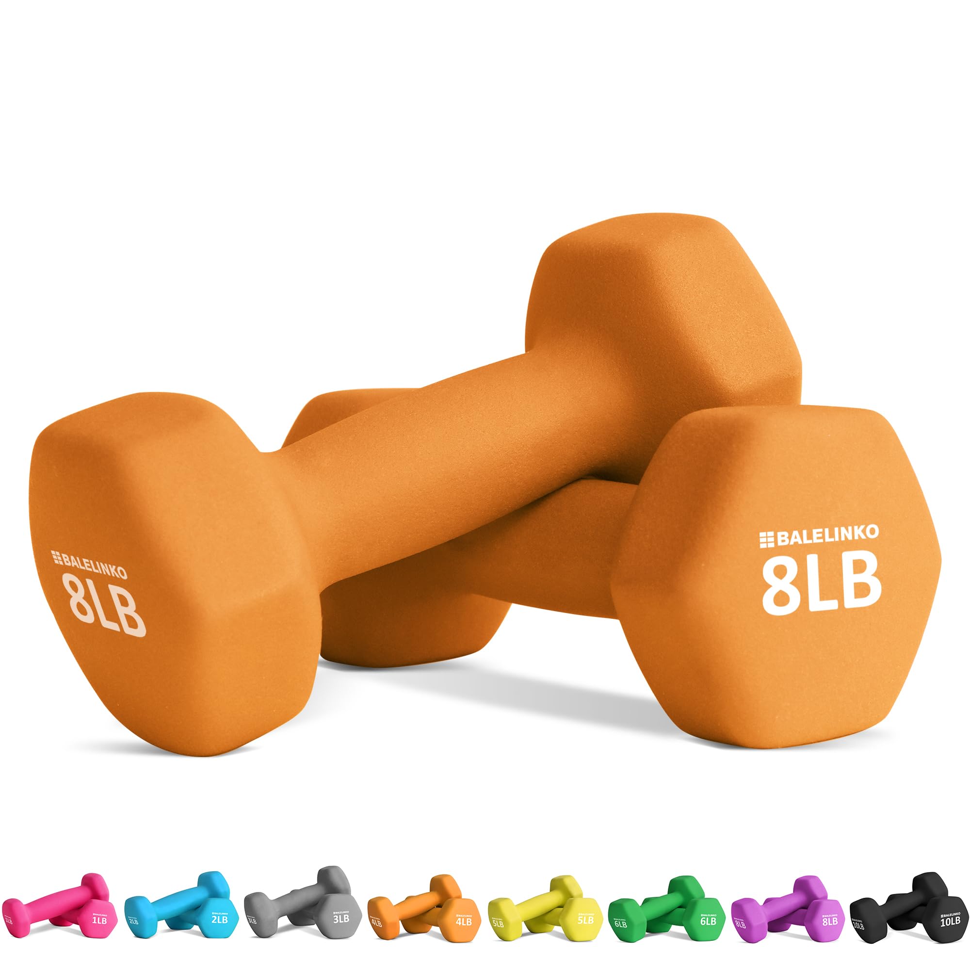 Balelinko Home Gym Equipment Workouts Strength Training Weight Loss Pilates Weights Yoga Sets Free Weights for Women, Men, Seniors and Youth, 8LB Orange Image