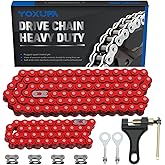 YOXUFA 420 Chain for Mini Bike Coleman CT200U CT200U-EX BT200X Baja Warrior MB200 Massimo 196cc 200cc Predator 212 Red Parts Jackshaft Front 42 Link + 90 Link Rear Drive Chain