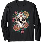 Cinco de Mayo Day of The Dead Dia De Los Muertos Sugar Skull Long Sleeve T-Shirt