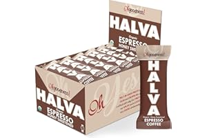 WELLBEE'S Oh, Goodness! Organic Halva Bars - Paleo Friendly, Espresso Flavor - 16 Pack of 40g Bars, No Additives, Refined Sugar, or Artificial Sweeteners