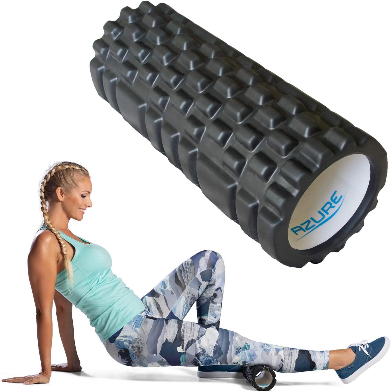 Azure Deep Tissue Foam Roller Grid for Trigger Point Therapy, Muscle Massage Physic, Myofascial Release