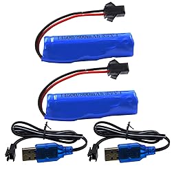Blomiky 2 Pack 3.7V 500mAh Li-ion Rechargeable