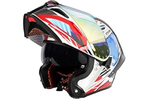Orthrus Modular LED Full Face Motorcycle Helmet - DOT Approved Flip-Up Dual Visor Sun Shield & Bluetooth Ready for Adults Men Women - Street Bike/Motocross (Colorful, M)