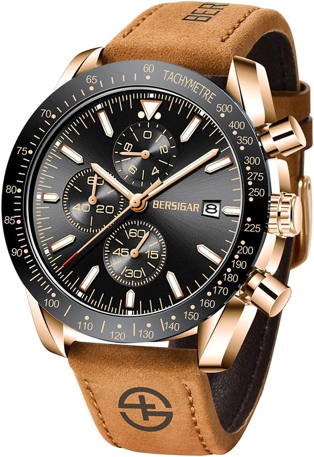 Men's Watch BENYAR Quartz Movement Watches for Men 3ATM Waterproof Men's wristwatches Multifunctional Chronograph with Calendar Luminous Analogue dial Date Display Business Casual