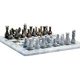 RADICALn Handmade White and Green Onyx Weighted Full Chess Game Set Staunton and Ambassador Gift Style Marble Tournament Chess Sets for Adults - Non Wooden - Non Magnetic - Not backgammon - Non Glass