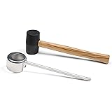 Coconut Opener Set by Hamilton Coconut - Trimmed Coconut Opener - Food Safe Stainless Steel - Black Plastic Mallet with Wooden Handle - Strong Durable and Long-Lasting.
