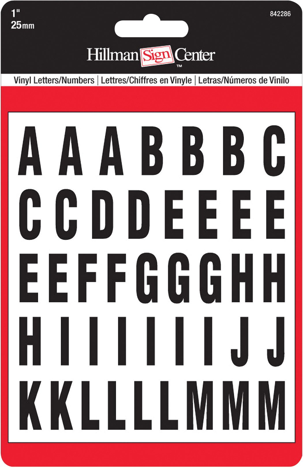 Hillman 842286 1" Peel-Off Black & White Vinyl Letters & Numbers Pack