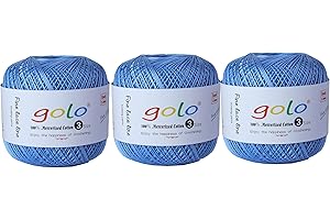golo Crochet Thread Size 3 Yarn for Hand Knitting 3 Balls Crochet Yarn for Crocheting