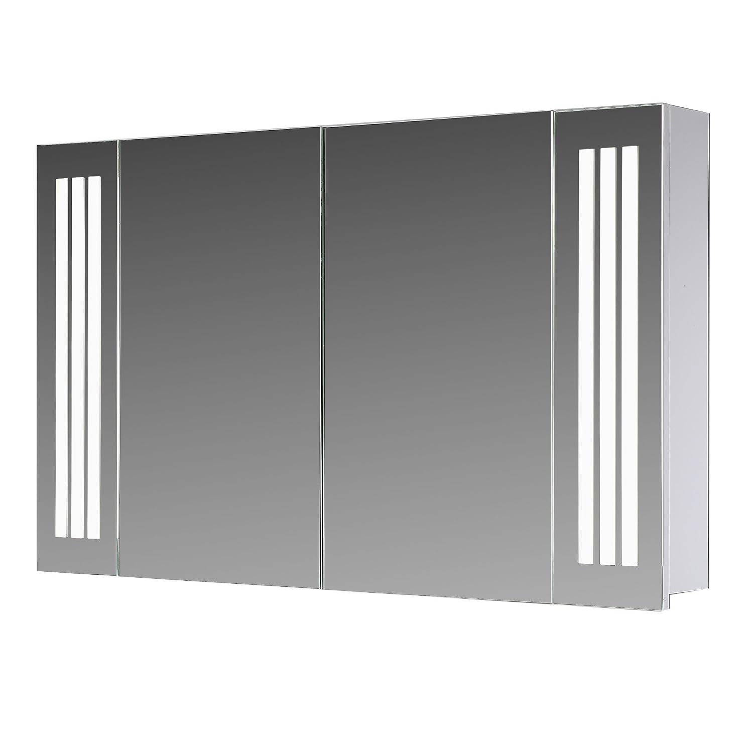 Armoire Miroir Salle De Bain Avec LED - 50 X 15 X 70 Cm, Blanc, étagères Réglables, Désembuage, 3 Couleurs De Lumière