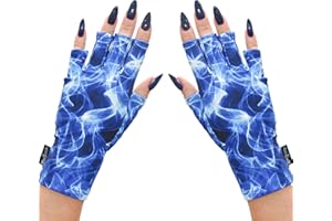 ManiGlovz - The Original UPF 50+ UV Light Protective Nail Gloves | Gel Manicure Gloves and Anti UV Fingerless Gloves for Women | Can be Used as Sun Protection Gloves for Driving | Making Waves Print