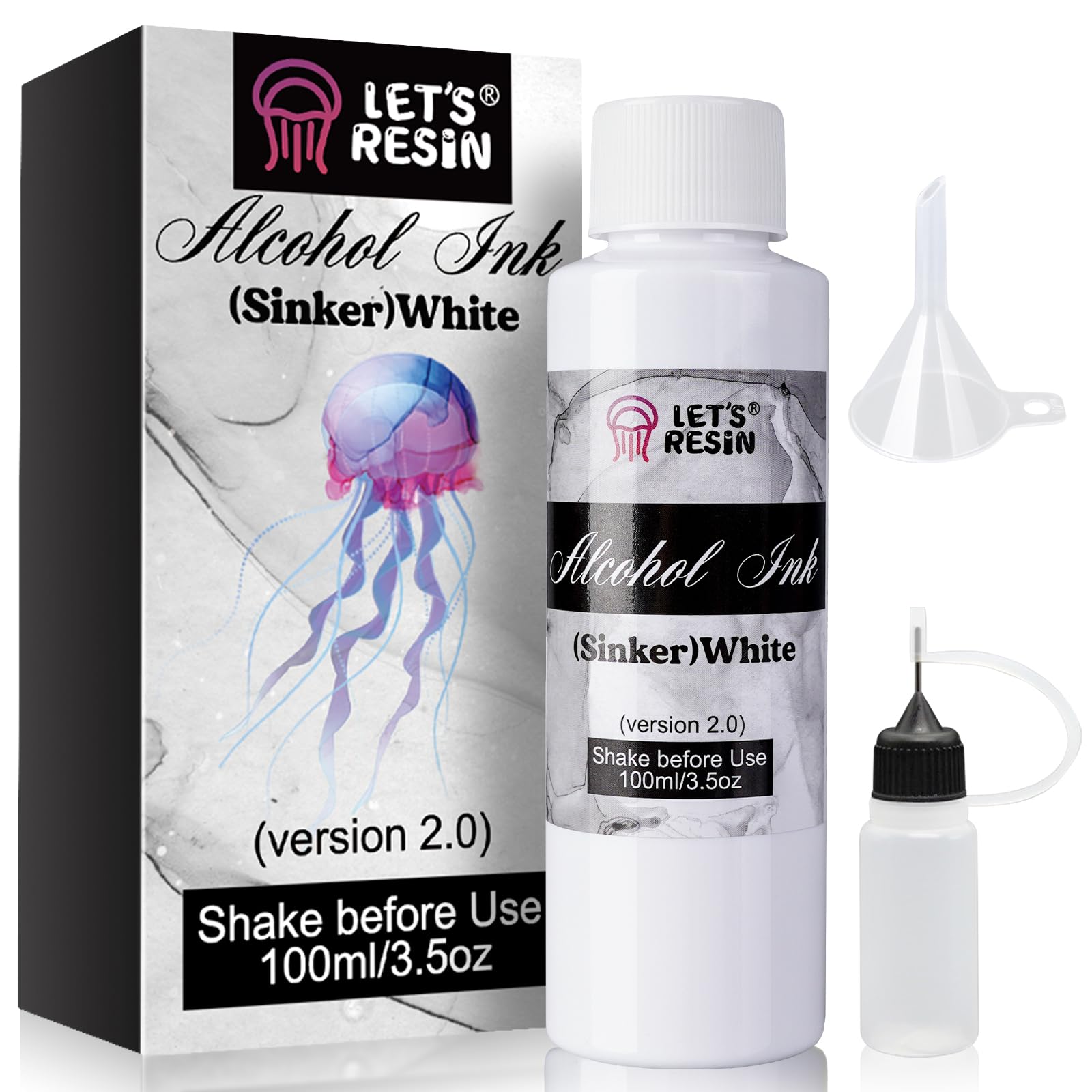 LET'S RESIN White Alcohol Ink 3.5oz for Epoxy Art, Petri, Tumblers and Painting