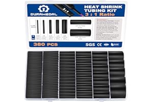 DURAMEDAL 380PCS Heat Shrink Tubing Kit,-3:1 Ratio Adhesive Lined,Industrial Black Shrink Tubing，Marine Grade Shrink Wrap ，Eco-Friendly Material