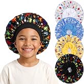 Gdotmely 4 PCS Kids Satin Bonnet, Elastic Wide Band | Kids Bonnet for Boys, Soft Silk Sleep Cap, Child Sleeping Cap for Curly Natural Hair, Sleeping Cap
