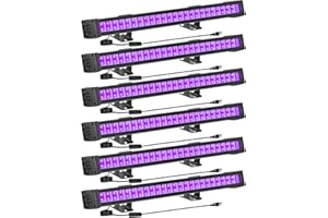 FAISHILAN Black Light Bar, LED Black Lights 6-Pack, Premium Flood Lights with Plug+Switch+5ft Cord, Light Up a 6x21x21ft Area, for Glow Parties, Fluorescent Lighting, Game Rooms, Body Paint, Stage Lighting