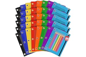 IKAYAS 40Pcs Pencil Pouch Colorful Pencil Pouch for 3 Ring Binder for Students Pencil Pouch with Zipper, 3 Ring Binder Pencil Pouch Bags for Classroom Bulk Pencil Case Pencil Box