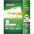 Avery Green File Folder Labels for Laser and Inkjet Printers with TrueBlock Technology, 2/3 inches x 3-7/16 inches, Box of 1500 (5866)