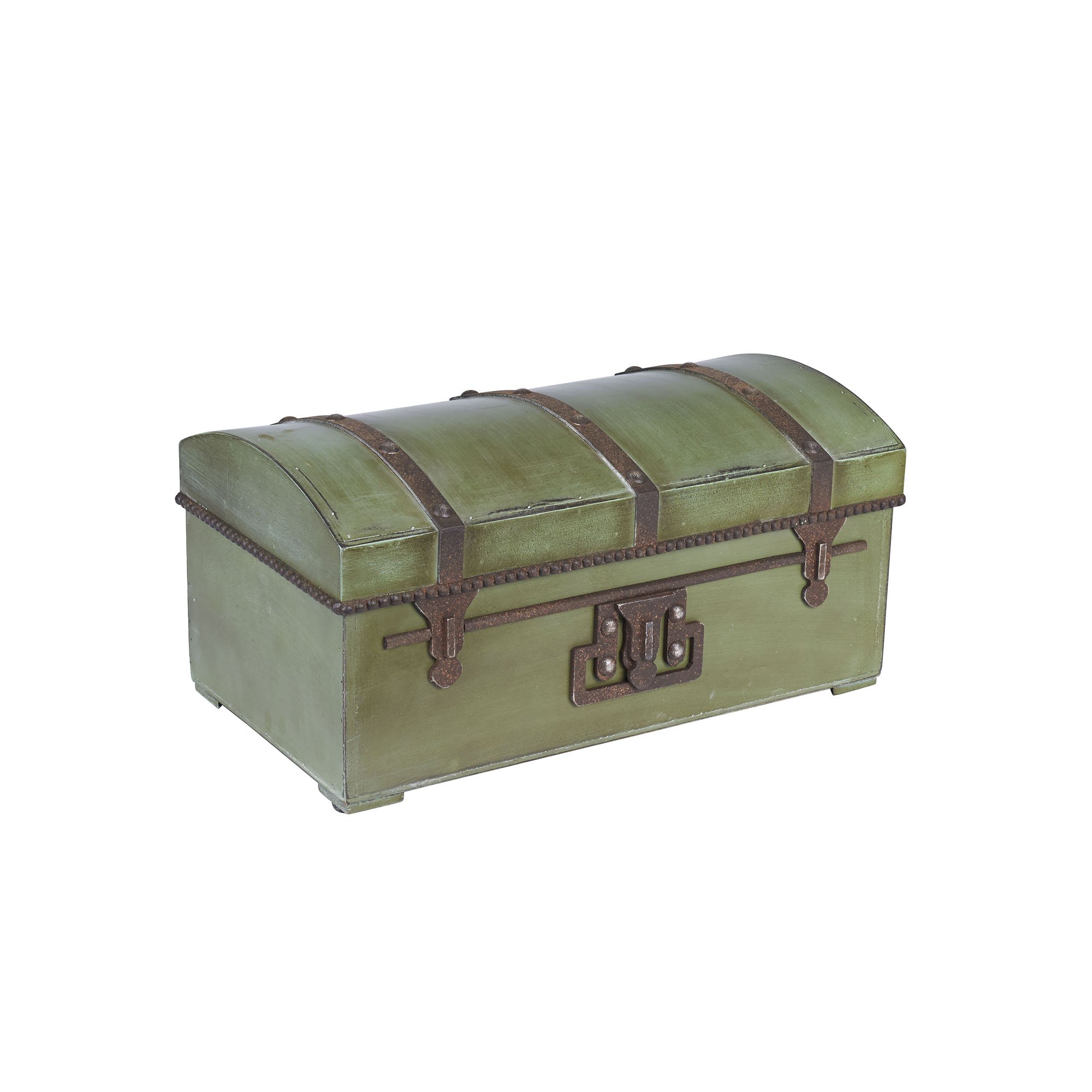 Household Essentials Decorative Vintage Storage Trunk, Green, Small