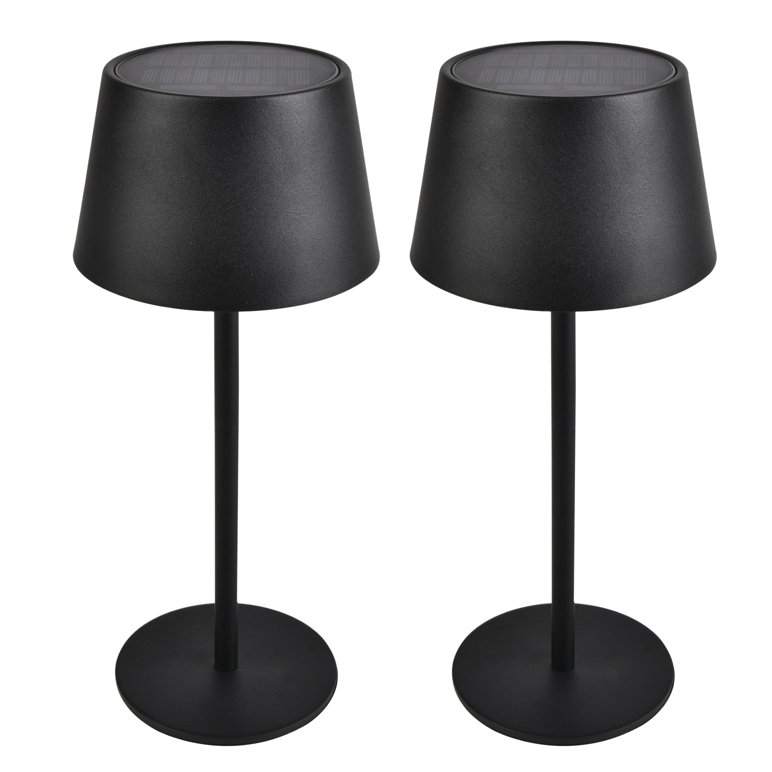 greenandco 2 x Solar Table Lamp, Wireless, Rechargeable, Dimmable, with Touch Control, 3000-5000K, CRI 90, 2600 mAh, Suitable for Outdoor Use, Colour: Black