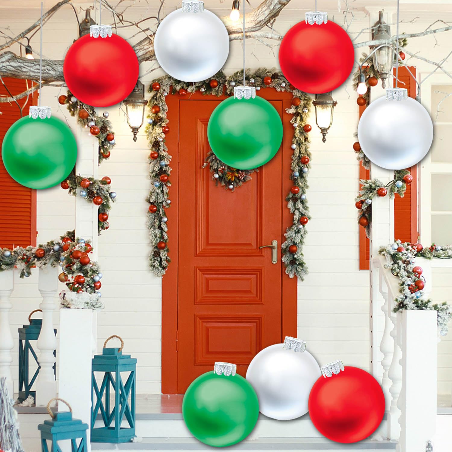 Photo 1 of YHFUISK 18 PCS Outdoor Christmas Decorations,12 Inch Large Inflatable Balls,Christmas Ornaments Decor for Front Door Yard for New Year Festive